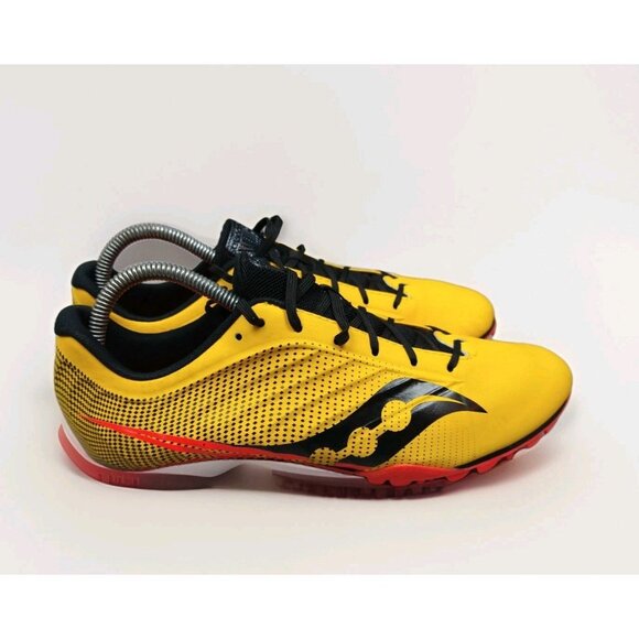 Saucony Spitfire 5 Men’s 8.5 Yellow Red S29055-16 Track And Field Spiked Cleats - Picture 1 of 11